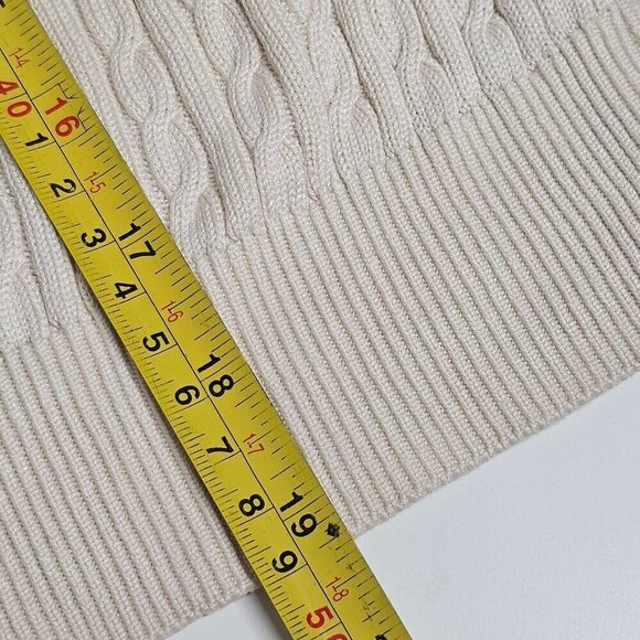 1990s Vintage Lady Player Beige Cable Knit Sleeveless Sweater Vest Silk Womens M - Picture 5 of 8
